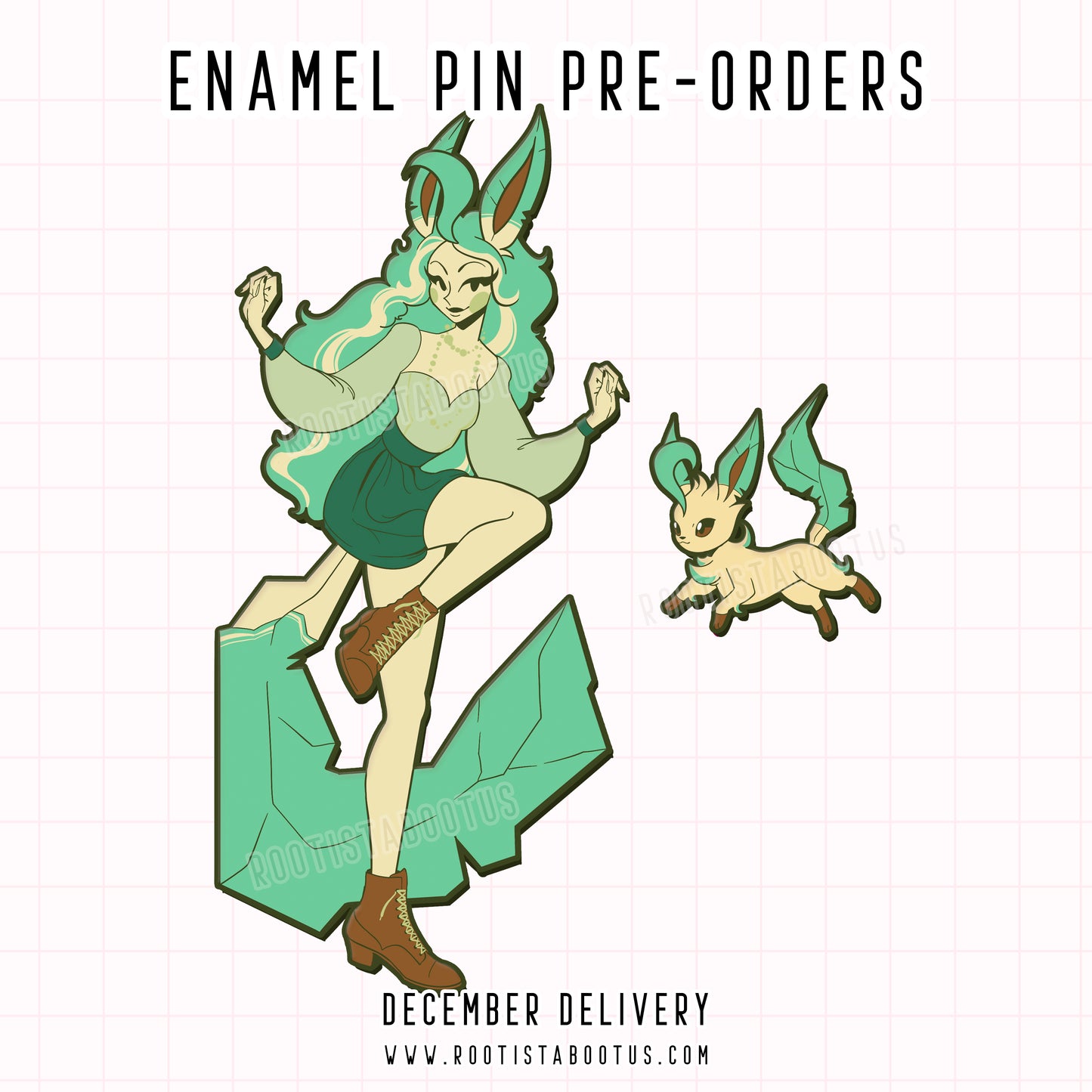 [PREORDER] Leafie [PokéBabes Collection] Enamel Pin Set