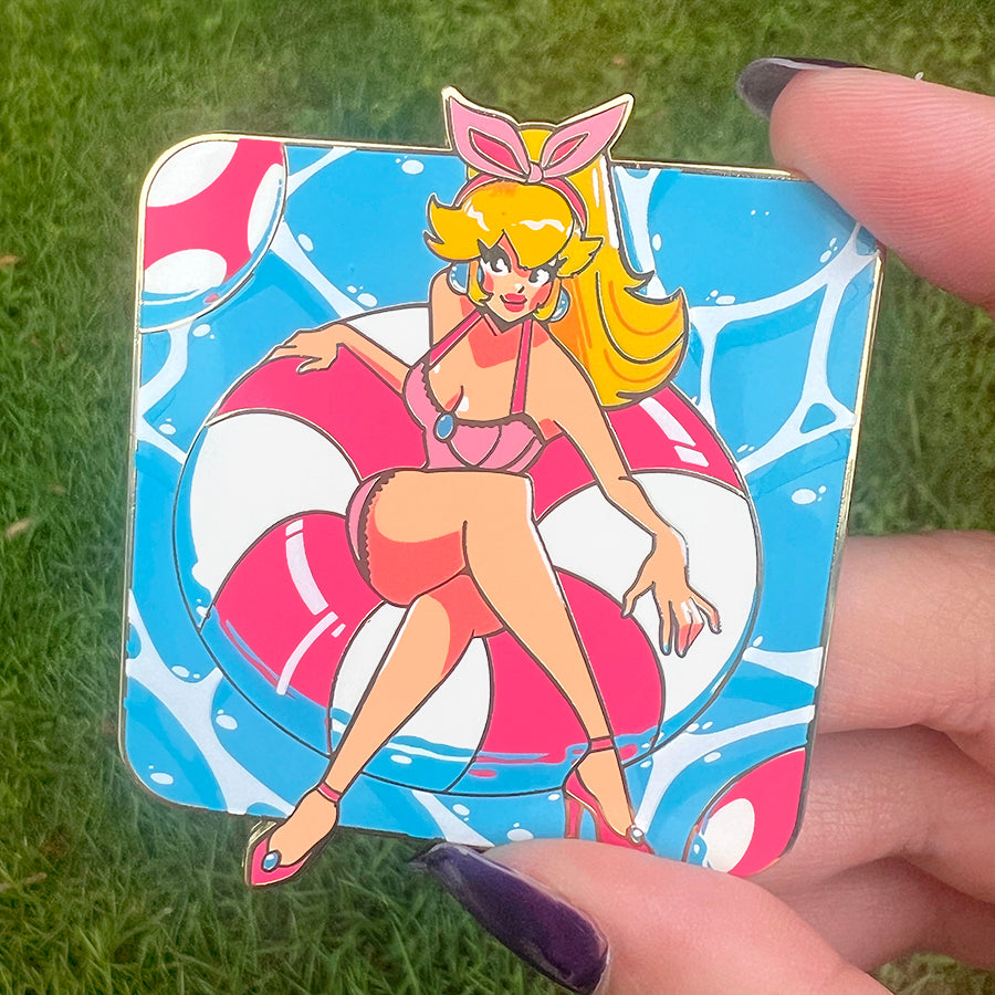 July Fanart Pin Club - Peach at the Beach